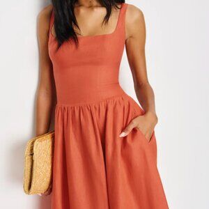 Reformation Janu Linen Dress Orange - Size 4
